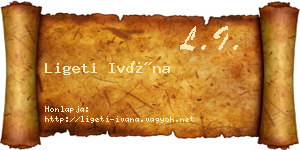 Ligeti Ivána névjegykártya